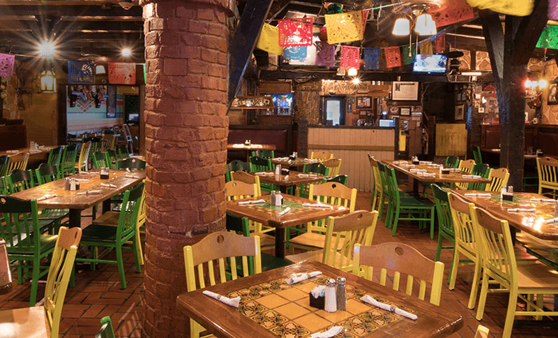 Dining room of Mexican restaurant