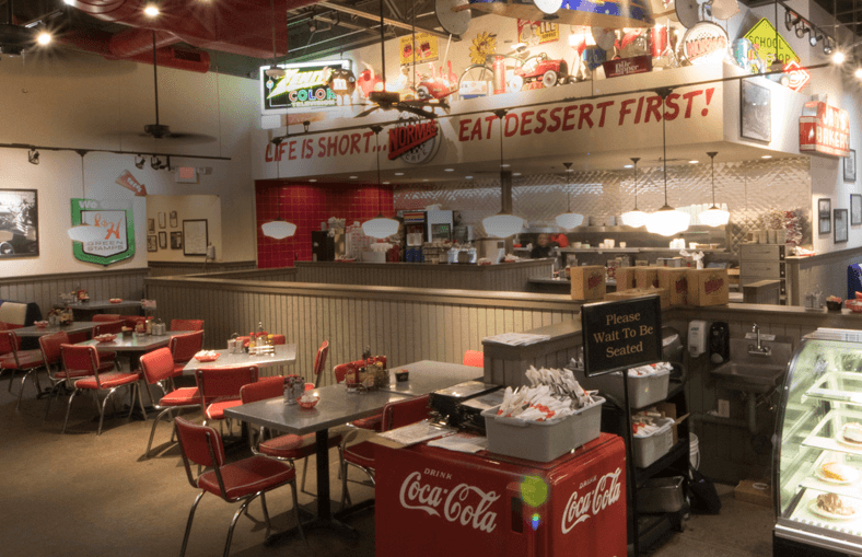 The interior of a Dallas restaurant.